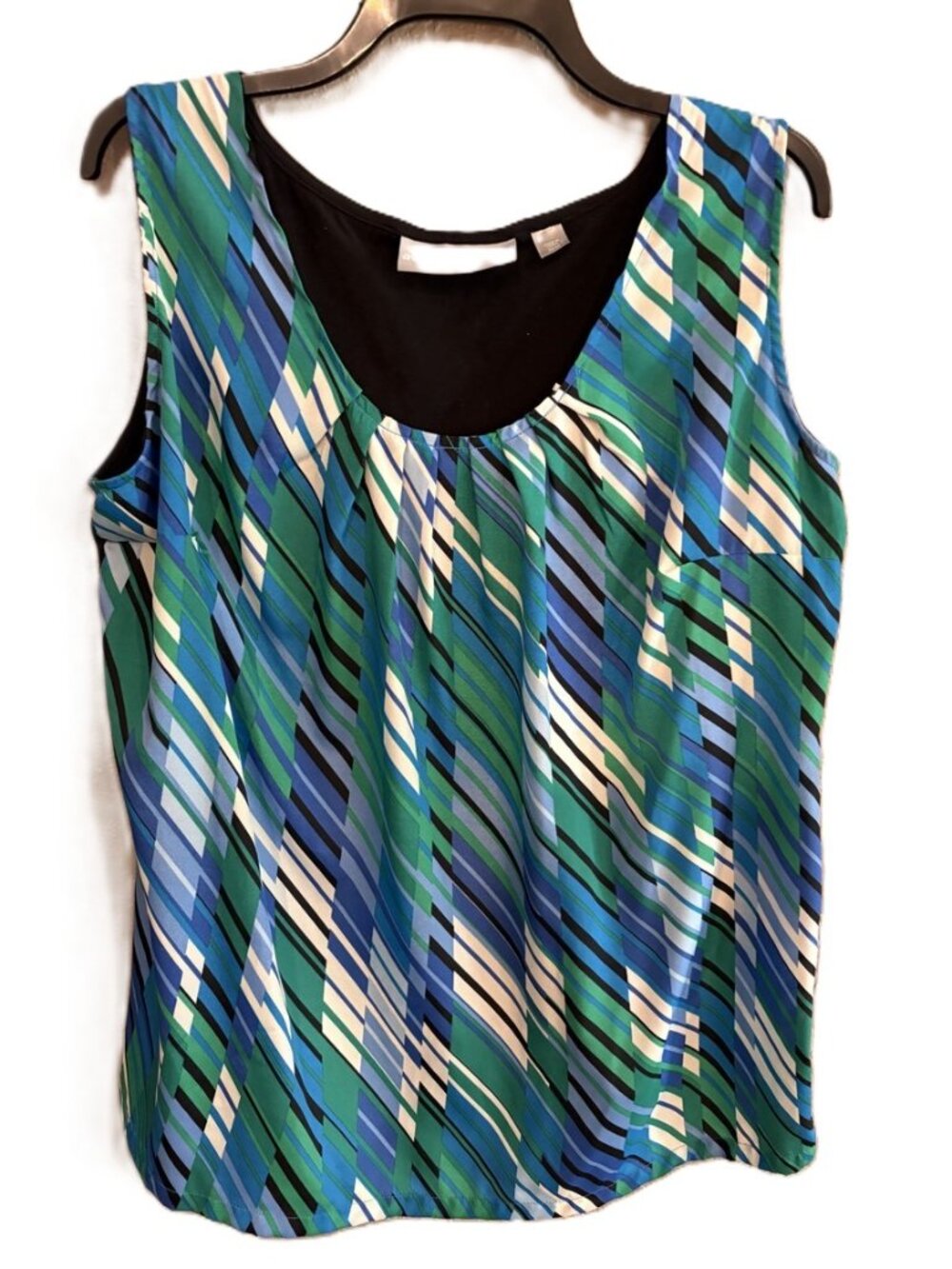 Avenue Studio Silky Sleeveless Blouse, Blue/Green/Black/White, Plus 22/24